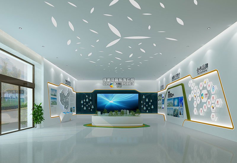 現(xiàn)代企業(yè)榮譽(yù)墻展廳裝修設(shè)計效果圖